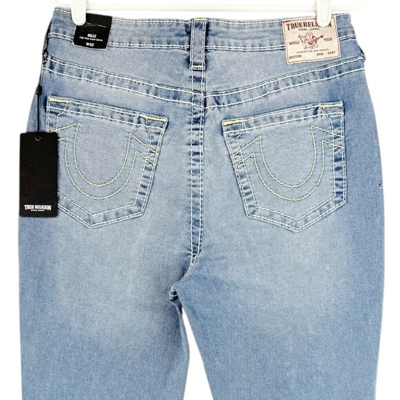 NEW WITH DEFECT True Religion Women Halle Big T Stretch Blue Denim Jean Size 32 - Picture 4 of 12
